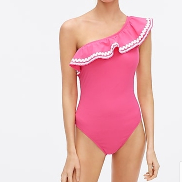 J. Crew Other - J.CREW One Shoulder Ruffle One Piece Swimsuit